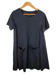Vorschaubild 1 von Damen Freizeitkleid Gr. S/36 Blau Baumwolle Taschen Minikleid