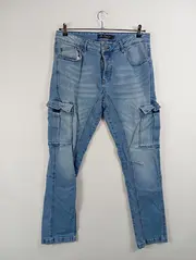 Vorschaubild 2 von Herren Cargo Jeans Hose Stretch Blau W34/L32