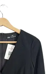 Vorschaubild 3 von Wickelkleid Schwarz Langarm Gerafft Damen Gr. S Elegant Festlich