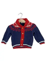 Vorschaubild 1 von Baby Strickjacke Norwegermuster Gr. 74 9-12 Monate Blau Rot
