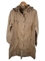Vorschaubild 1 von Damen Parka Mantel Kapuze Gr. 44 Beige Baumwolle Leicht