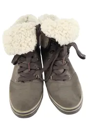Vorschaubild 2 von Damen Stiefelette Gr. 39 Grau Fellbesatz Keilabsatz Winter Boots