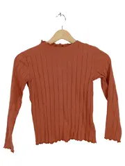 Vorschaubild 1 von Kinder Langarmshirt Rüschenkragen Orange Gr. 134/140 Rippstrick