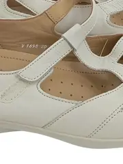 Vorschaubild 4 von Damen Sandalen Gr. 40 Weiß Komfortabel Lochmuster Klettverschluss Leder