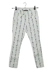 Vorschaubild 1 von BASIC Stoffhose Damen XS Flamingo Muster Weiß Blau Baumwolle