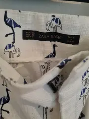 Vorschaubild 3 von BASIC Stoffhose Damen XS Flamingo Muster Weiß Blau Baumwolle