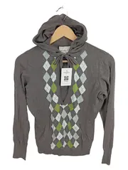 Vorschaubild 1 von Damen Kapuzenpullover Argyle Rautenmuster Grau Gr. M Preppy