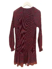 Vorschaubild 2 von Blusenkleid Damen Gr. 40 Rot Blau Blumenmuster Bohemian Langarm