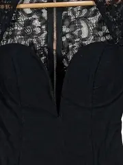 Vorschaubild 4 von Cocktailkleid Damen Gr. 36 Schwarz Spitze Langarm Bodycon