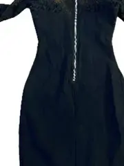 Vorschaubild 5 von Cocktailkleid Damen Gr. 36 Schwarz Spitze Langarm Bodycon