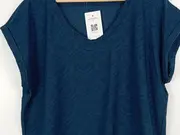 Vorschaubild 3 von Damen T-Shirt Gr. L Petrol Lochmuster Freizeit Kurzarm