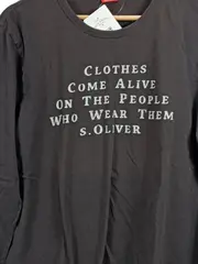 Vorschaubild 2 von Langarmshirt Herren Gr. L Grau Statement Print Baumwolle