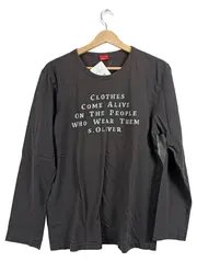 Vorschaubild 1 von Langarmshirt Herren Gr. L Grau Statement Print Baumwolle