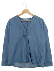 Vorschaubild 1 von Damen Jeanshemd Hemdbluse Gr. 34 Blau Casual Baumwolle V-Ausschnitt