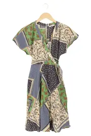 Vorschaubild 1 von Damen Freizeitkleid Wickelkleid Gr. 32;XXS Mehrfarbig Baumwolle Floral