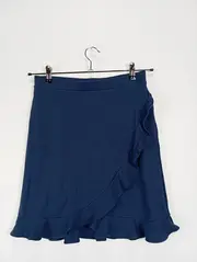 Vorschaubild 2 von EDC Damen Wickelrock Gr. 36/S Rüschen Blau Feminin Midirock