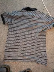 Vorschaubild 4 von Herren Poloshirt Gestreift Schwarz Gr. 46 S Kurzarm Baumwolle