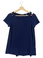 Vorschaubild 1 von Damen T-Shirt Cut-Outs Blau Gr. S 36 Kurzarm Casual