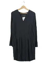 Vorschaubild 1 von Damen Kleid Schwarz Gr. 42 Langarm V-Ausschnitt Viskose
