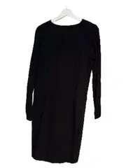 Vorschaubild 3 von Damen Kleid Schwarz Gr. 42 Langarm V-Ausschnitt Viskose