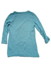 Vorschaubild 2 von Damen Langarmshirt V-Ausschnitt Türkis Gr. M Bio-Baumwolle