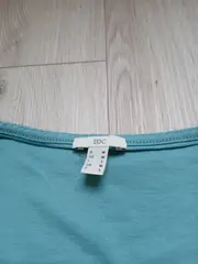 Vorschaubild 5 von Damen Langarmshirt V-Ausschnitt Türkis Gr. M Bio-Baumwolle