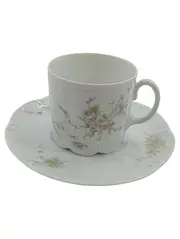 Vorschaubild 1 von Kaffeetasse mit Untertasse Porzellan Weiß Blumen Klassisch 7cm