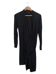 Vorschaubild 1 von Strickjacke Damen Rippstrick Asymmetrisch Schwarz Gr. 36/S