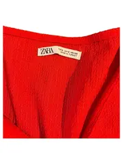 Vorschaubild 5 von Damen T-Shirt Gr. S Orange Kurzarm Raffung V-Ausschnitt