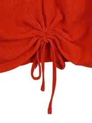 Vorschaubild 3 von Damen T-Shirt Gr. S Orange Kurzarm Raffung V-Ausschnitt