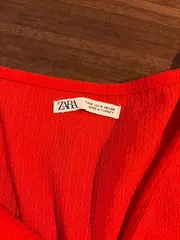 Vorschaubild 6 von Damen T-Shirt Gr. S Orange Kurzarm Raffung V-Ausschnitt
