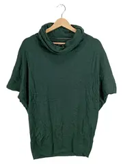 Vorschaubild 1 von Damen Rollkragenpullover Gr. 38/M Grün Kurzarm Viskose