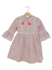 Vorschaubild 1 von BONHEUR DU JOUR Paris Mädchen Kleid Gr. 92 Gestreift Rosa Quasten