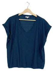 Vorschaubild 1 von Damen Top Shirt Blau Casual Lochmuster Einheitsgröße