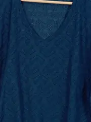 Vorschaubild 2 von Damen Top Shirt Blau Casual Lochmuster Einheitsgröße