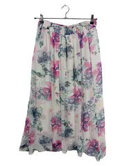 Vorschaubild 1 von A-Linienrock Maxirock Blumenmuster Raffungen Damen Gr. M Mehrfarbig