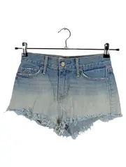 Vorschaubild 1 von Jeansshorts Damen W24 Blau Casual Fransen Logo