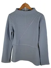 Vorschaubild 1 von Damen Pullover Gr. 40 L Blau Strukturmuster Asymmetrisch