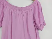 Vorschaubild 2 von Damen Bluse Pink Gr. 38/M Kurzarm Lochmuster Rüschen Baumwolle