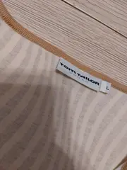 Vorschaubild 2 von Damen Top Gr. L Beige Braun Wellenstreifen Ärmellos V-Ausschnitt