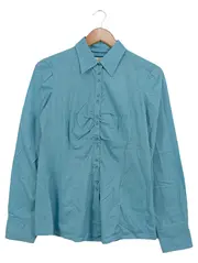 Vorschaubild 1 von Damen Hemdbluse Türkis Gr. 36/S Klassisch Baumwolle Langarm