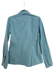 Vorschaubild 2 von Damen Hemdbluse Türkis Gr. 36/S Klassisch Baumwolle Langarm
