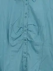 Vorschaubild 4 von Damen Hemdbluse Türkis Gr. 36/S Klassisch Baumwolle Langarm