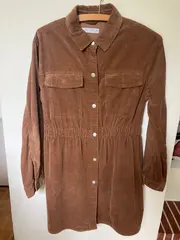 Vorschaubild 2 von Hemdblusenkleid Mädchen Braun Gr. 164 Baumwolle Freizeit Herbst Winter