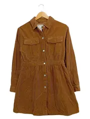 Vorschaubild 1 von Hemdblusenkleid Mädchen Braun Gr. 164 Baumwolle Freizeit Herbst Winter