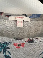 Vorschaubild 4 von Damen Pullover Blumenmuster Grau Gr. S 36 Floral Baumwolle