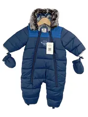 Vorschaubild 1 von Baby Schneeanzug Gr. 74 Blau Kapuze Fäustlinge Winter