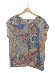 Vorschaubild 1 von Bluse Damen Gr. 38 Paisley Muster Mehrfarbig Boho Sommer