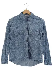 Vorschaubild 1 von Damen Hemdbluse Langarm Gepunktet Blau Gr. 34 XS Casual