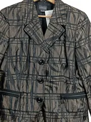 Vorschaubild 3 von Damen Blazer Gr. 40 Grau Kariert Strass Elegant Business Jacke